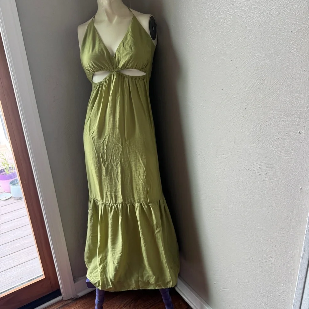 Abercrombie and Fitch lime green maxi spaghetti strap maxi dress nwot